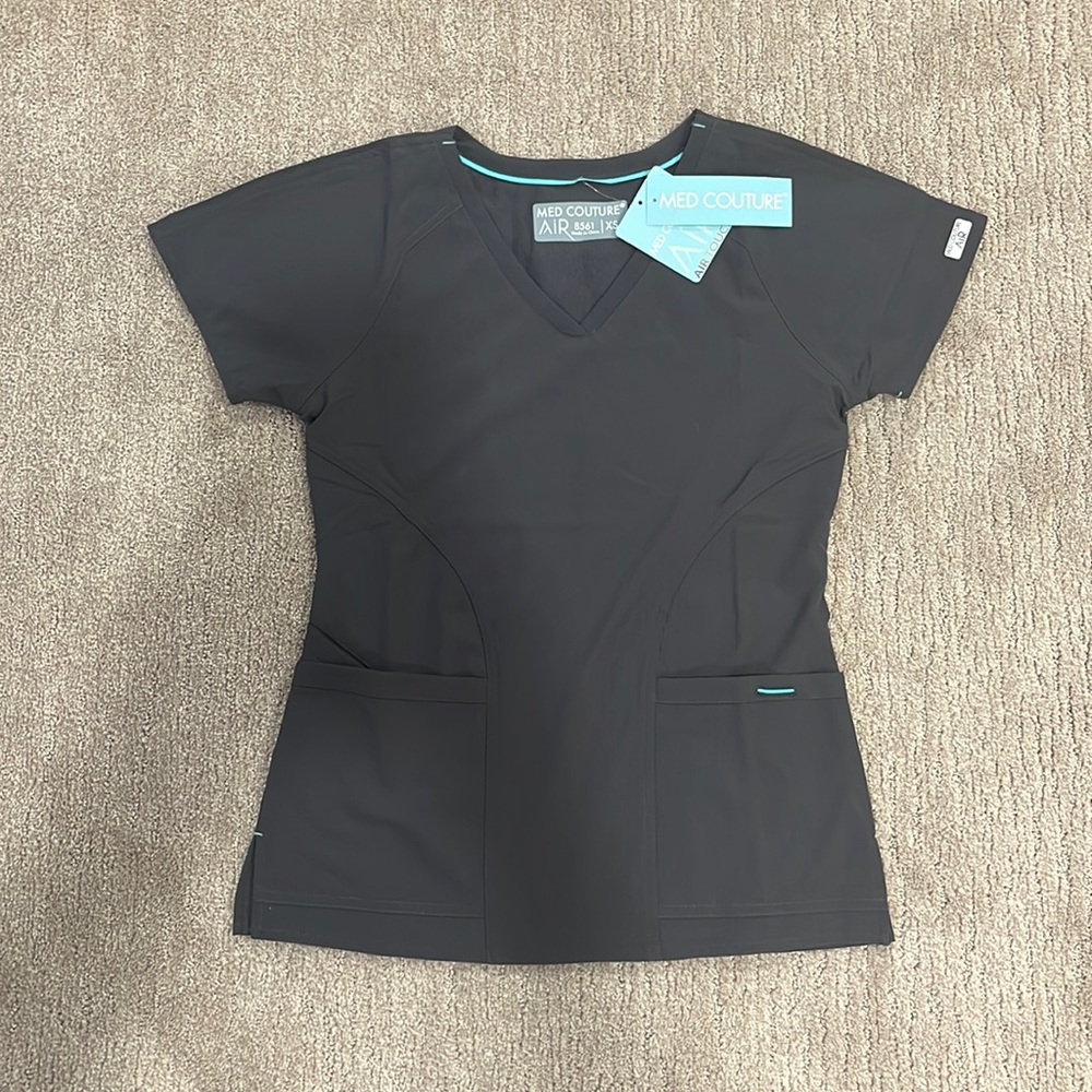 **BRAND NEW** Med Couture dark gray scrub top.